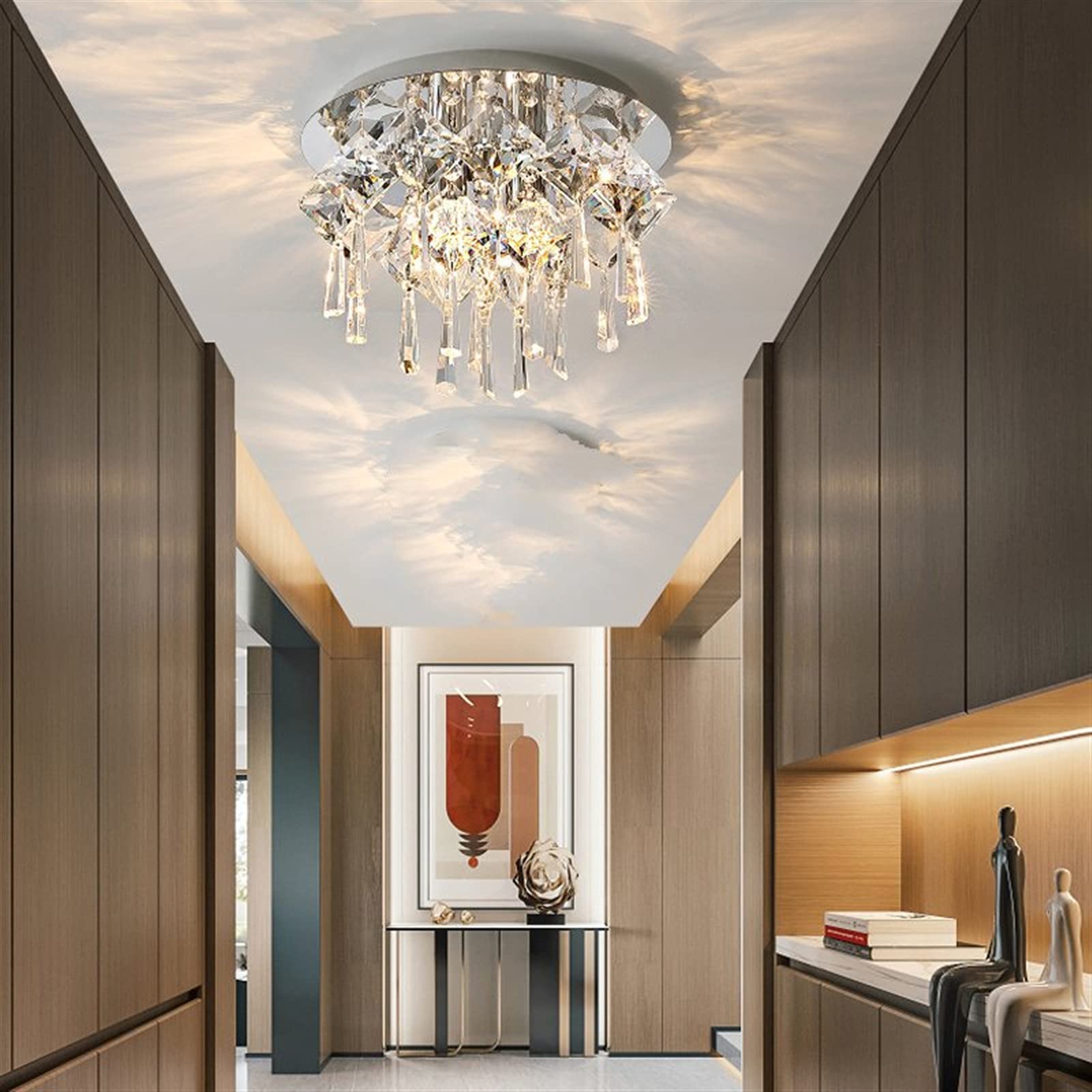 Plafonnier salon cristal LED moderne et lustre intérieur pour éclairage de cuisine