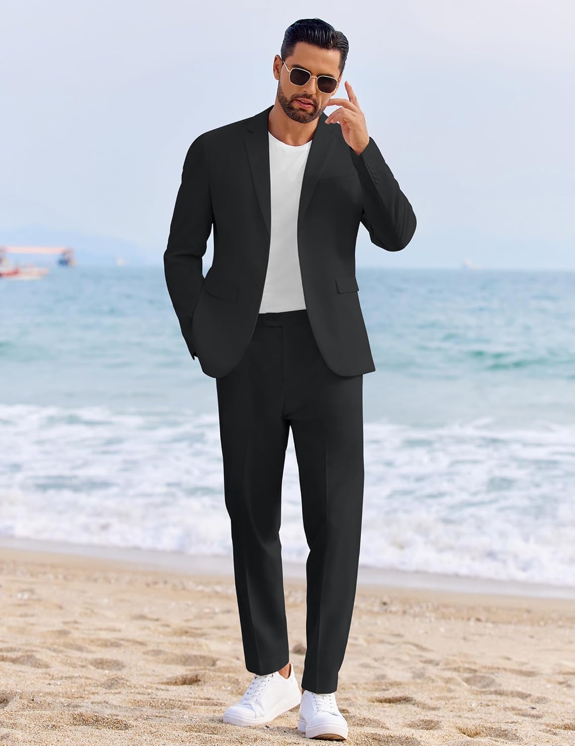 COOFANDY Men's 2 Piece Linen Suits Set Regular Fit Casual Linen Lightweight Suit Summer Beach Wedding - Image 5