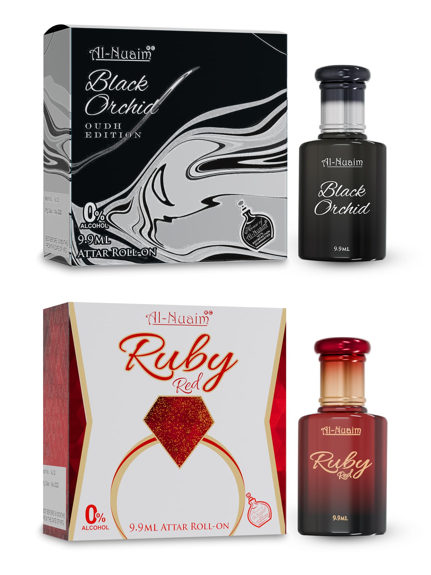 Al-Nuaim Black Orchid & Ruby Red Attar - Pack of 2 (9.9ml Each) | Alcohol Free | Attar Roll On | Luxury Scent With Long Lasting Fragrance-image-39