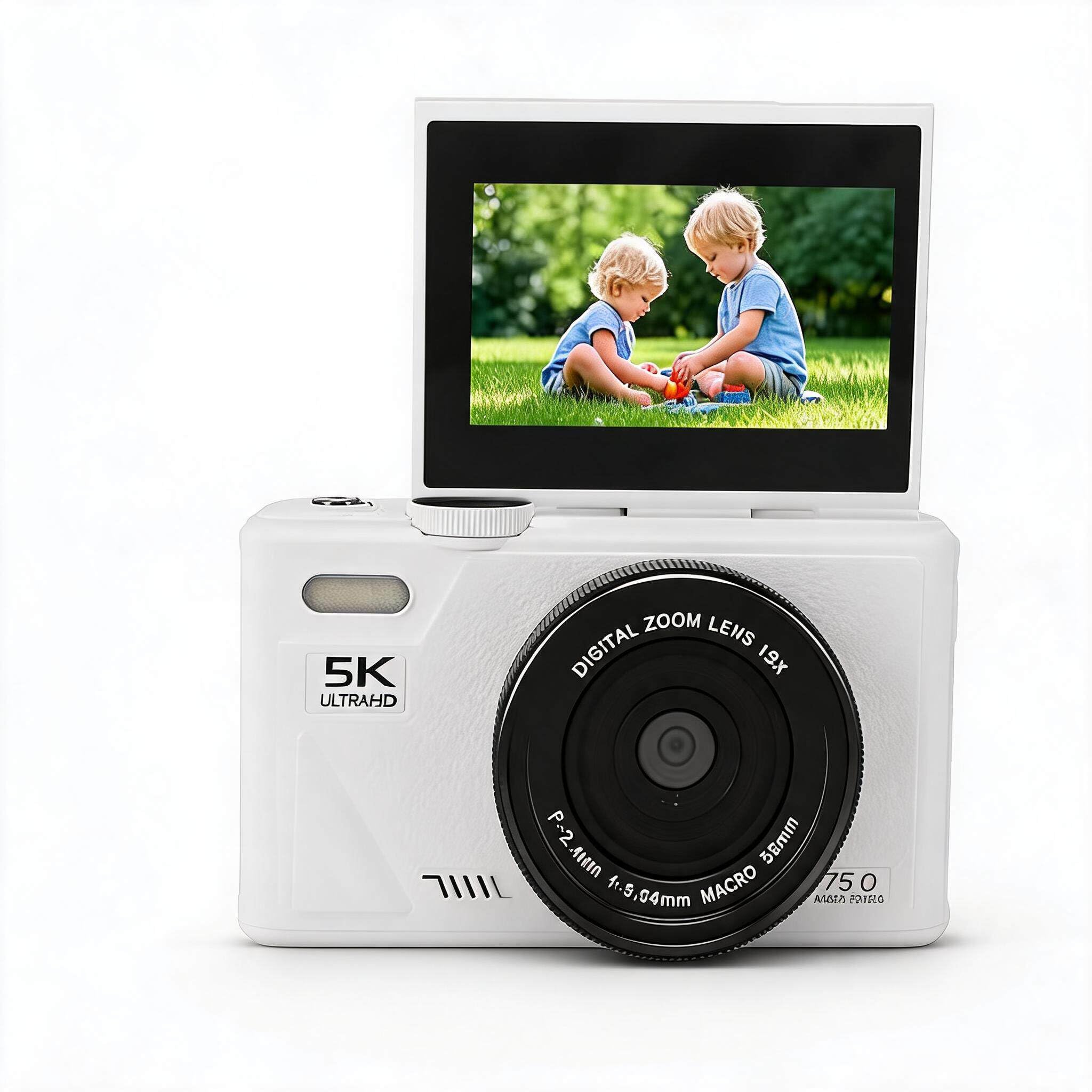 5K Digital Camera, 75MP Vlogging Camera, with 18X Zoom, 3 Inch Flip Screen, HD Compact Camera, for Travel Photography (White)-picture-24