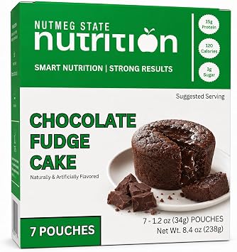 Nutmeg State Nutrition - High Protein Chocolate Mug Cake Mix, 15g Protein, 120 Calories, 3g Sugar, Low Fat, 7 Servings Per Box 1 Box 7 Servings, Chocolate Fudge Cake