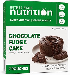 Nutmeg State Nutrition - High Protein Chocolate Mug Cake Mix, 15g Protein, 120 Calories, 3g Sugar, Low Fat, 7 Servings Per Box (1 Box (7 Servings), Chocolate Fudge Cake)