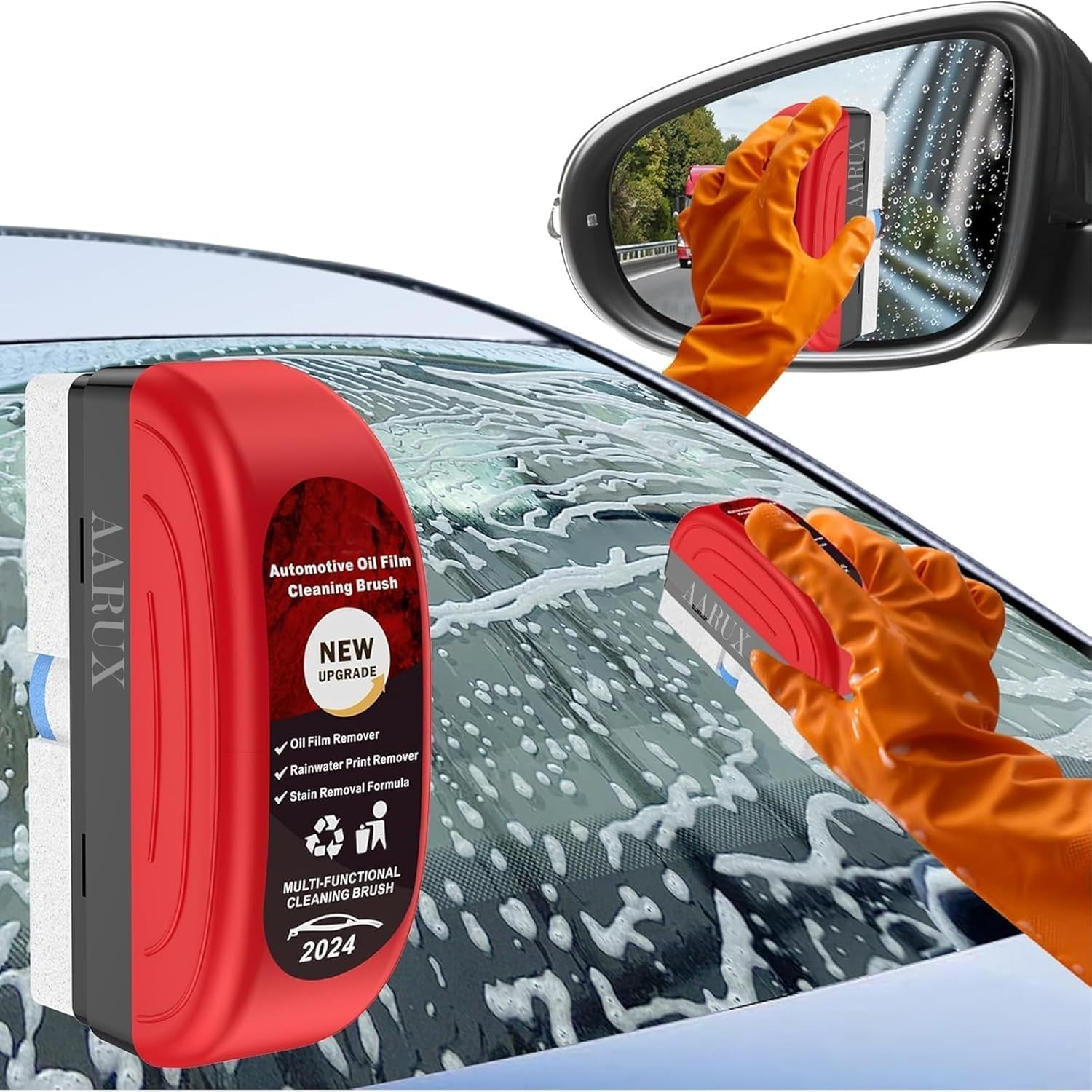 pnlfab Automotive Oil Film Cleaning Brush, Glass Cleaning Board, Car Glass Oil Film Removal Cleaner, Powerful Windshield Cleaner & Oil Film Remover, Enhance Visual Effect of Windshield-image-16
