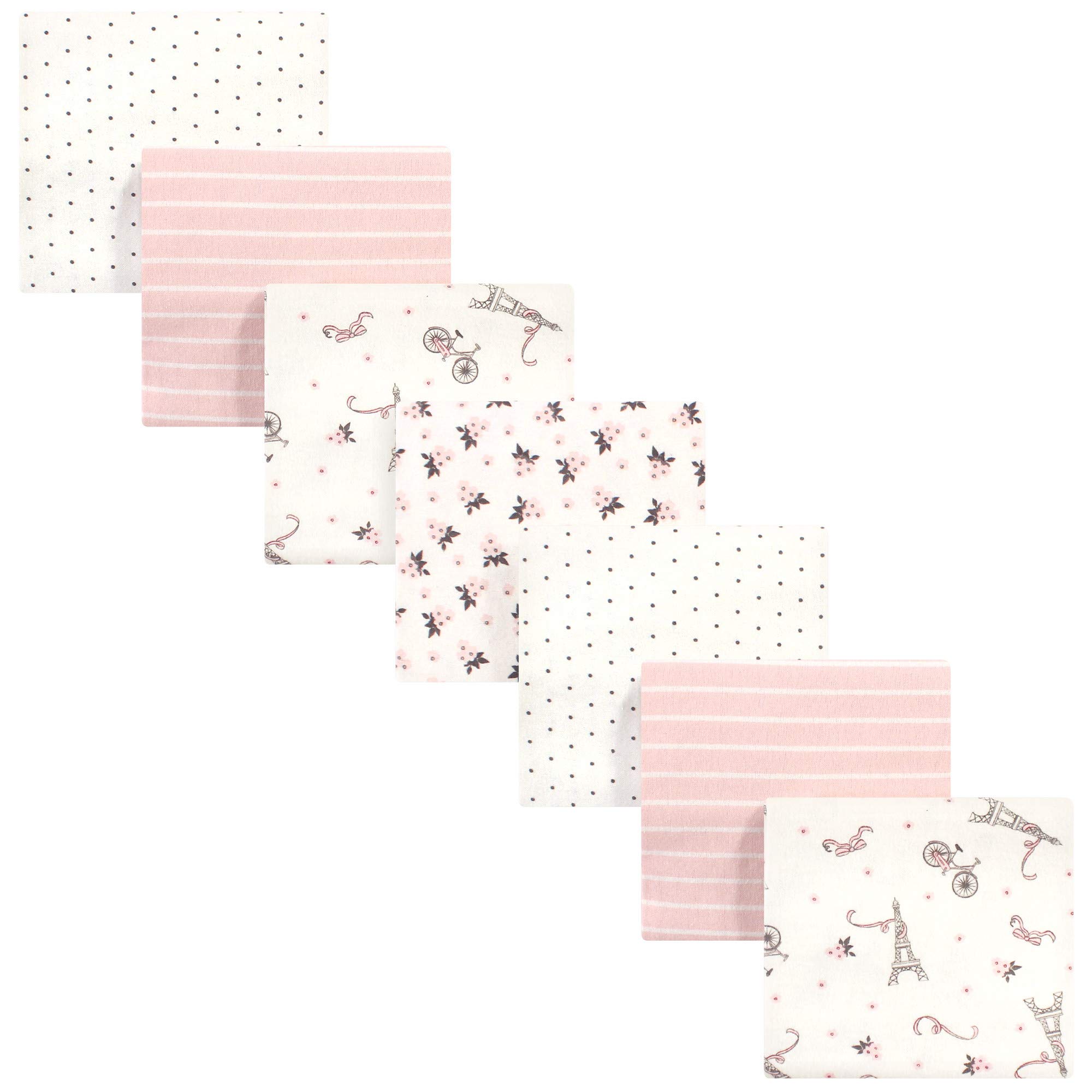 Hudson Baby Unisex Baby Cotton Flannel Receiving Blankets Bundle, Paris, One Size