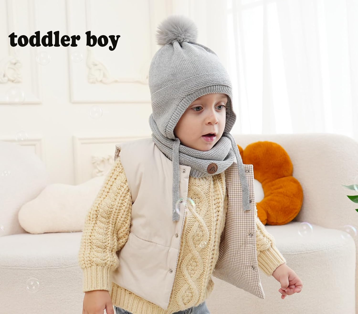 Moon Kitty Baby Girls Winter Hats Rabbit Ears Earmuffs Cap … - Image 6