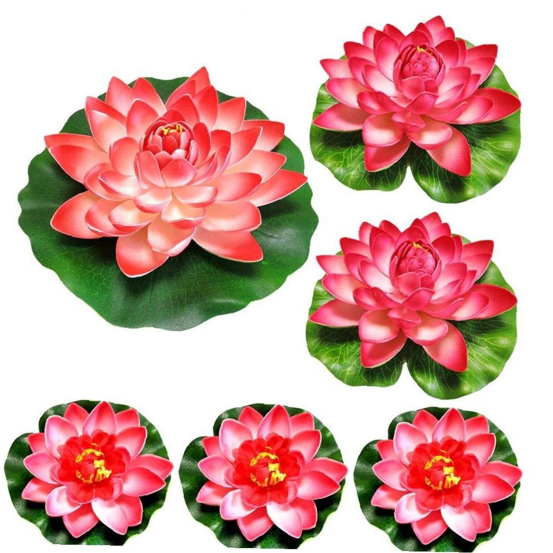 水蓮の花びら　4枚セット　おまけ付き Amazon.co.jp: 6点セット 池に花を浮かべ 人工泡の蓮の花を浮かべ 池の