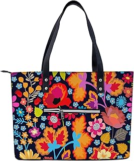 Un modello di fiori in autunno Tote bag leggera borsa per shopping palestra escursionismo viaggio yoga borsa a tracolla con tasche esterne con cerniera