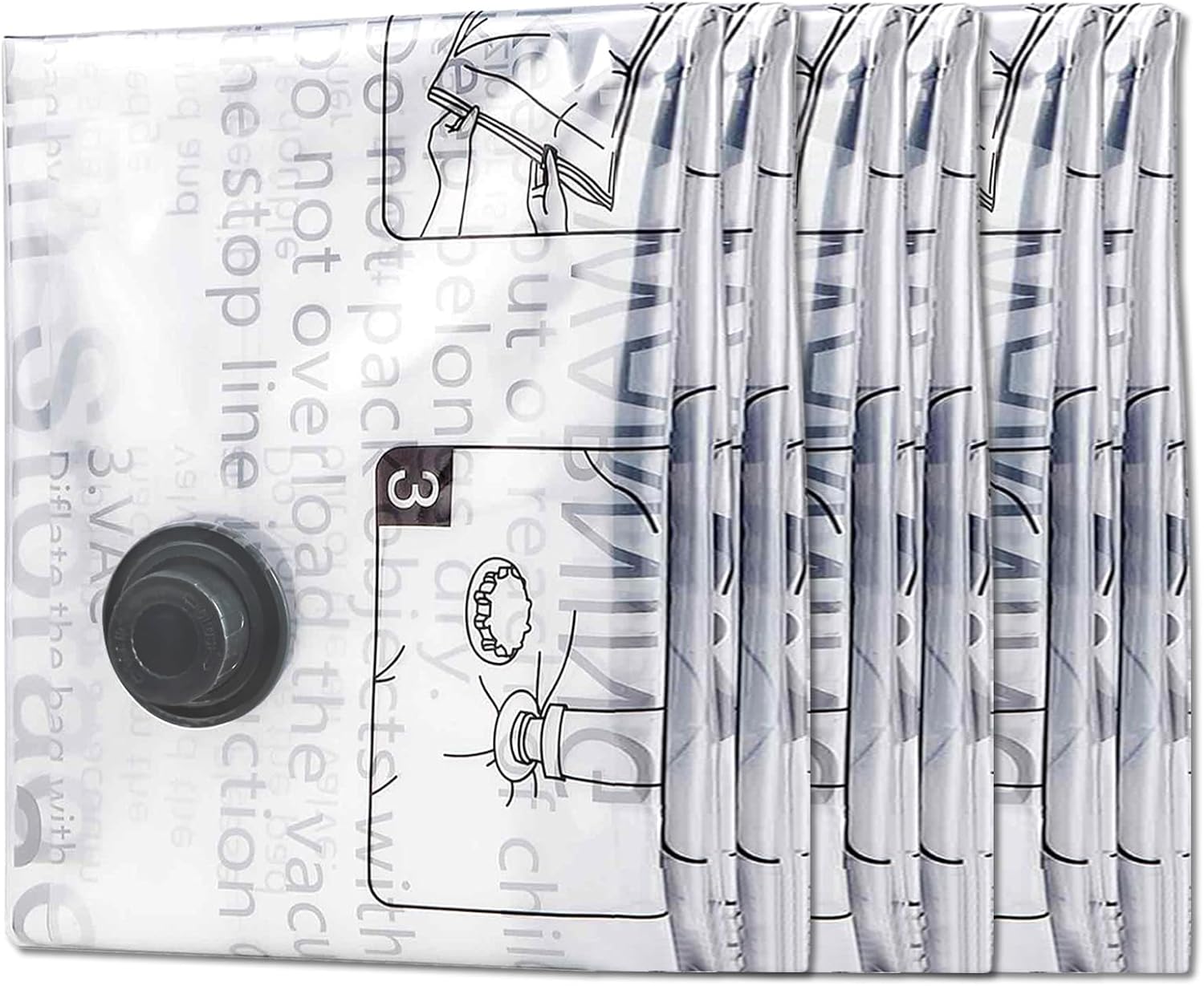 Vacuum Storage Bags – 6 Pack (60 x 40 cm) PE Vacuum Storage Bags for Travel and Moving House for Clothes, Duvets and Pillows