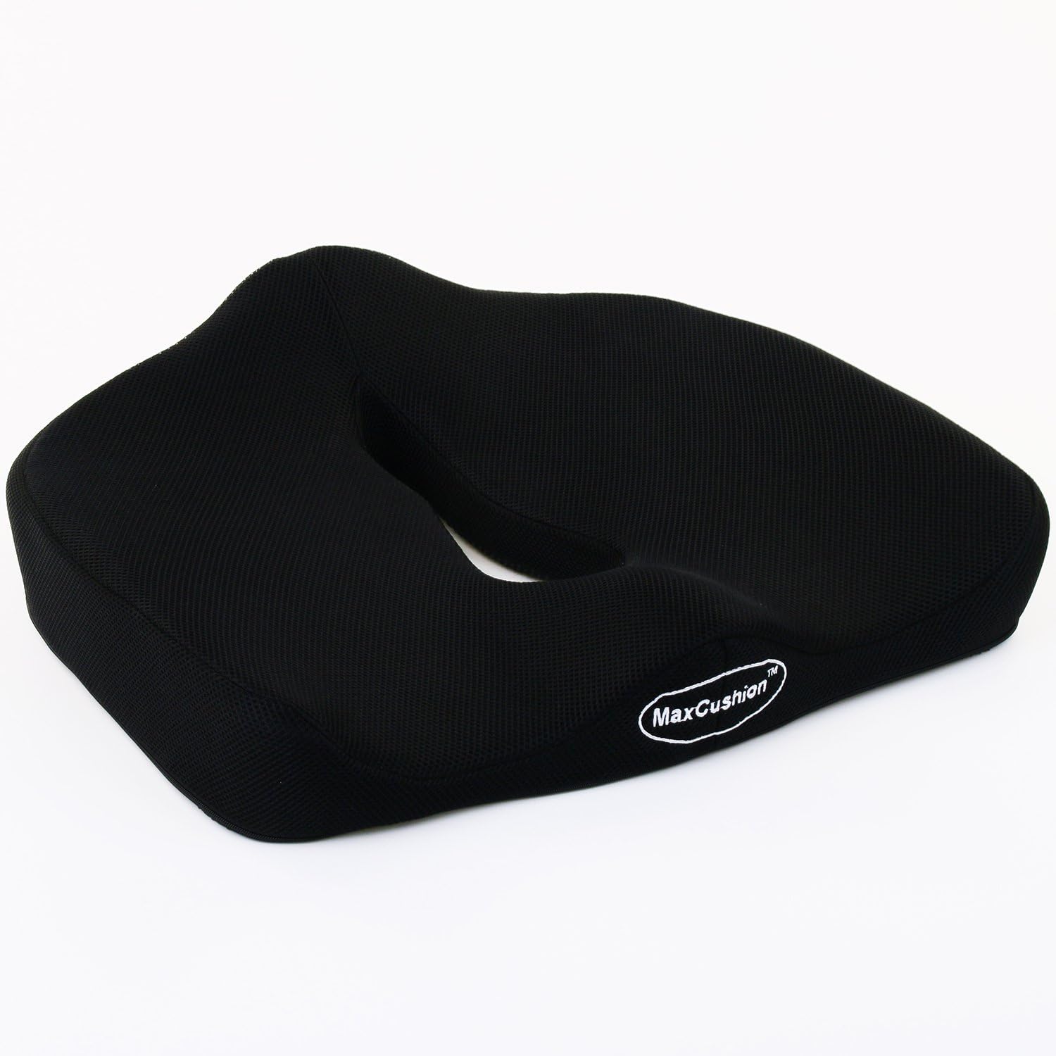 Seat Cushion For Car, Truck, Home And Office - Unique Design Provides All Day Relief for Back, Sciatica And Coccyx. Non Slip Bottom Keeps It Firm In Your Chair. By MaxCushion (BLACK)