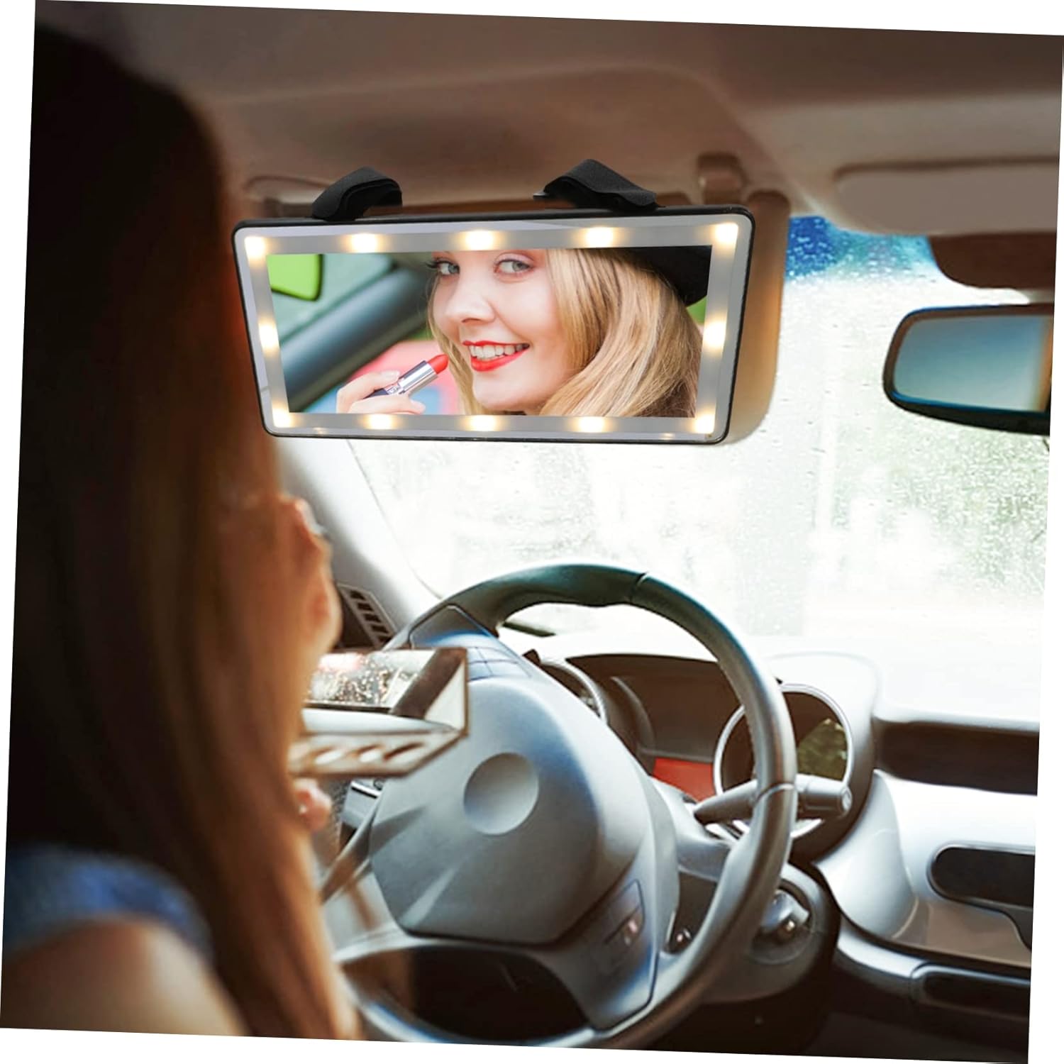 1Pc Touch LED Car Makeup Mirror with Fill Light Compact Lightweight Design for Easy Installation High Definition Chic Mirror for Go Touch Ups for