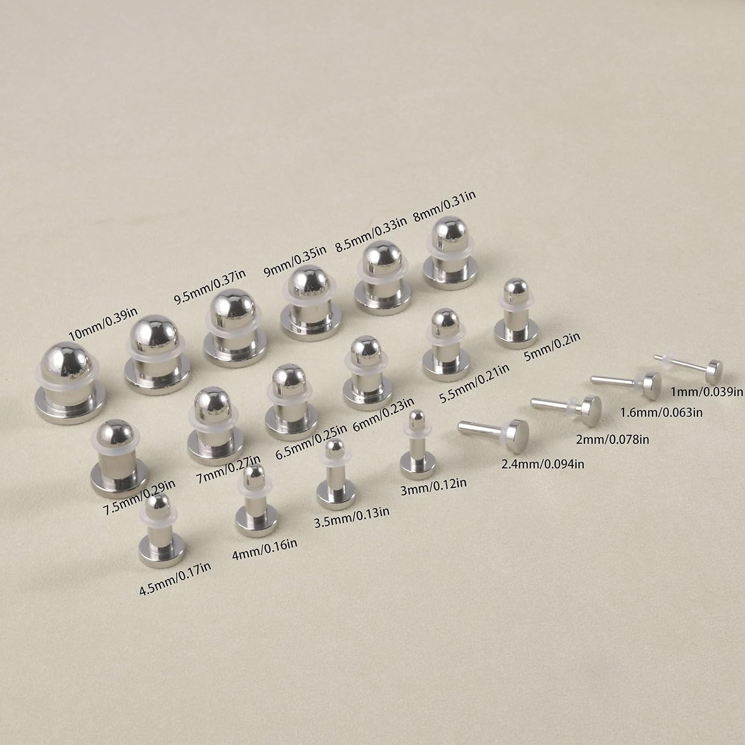 19PCS Mirror Surface Cylinder Ear Plugs Surgical Steel Ear Gauges Expander Stretcher Ear Taper Body Piercing Jewelry 1mm-10mm