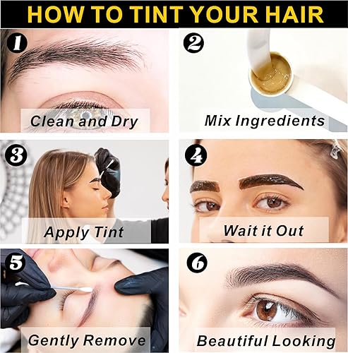 Miniatura 5 de Kit de coloración de pestañas y cejas 2 en 1 de color negro que dura de 6 a 8 semanas, bricolaje en casa y uso profesional en el salón, todas las