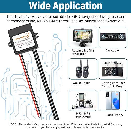 Miniatura 6 de Convertidor DC 12V 24V a 5V 6A 30W Dual USB hembra DC DC Buck Convertidor Adaptador de corriente Módulo reductor