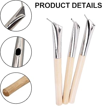 3PCS Tjanting Tool Stainless Steel Batik Pen with Wooden Handle Wax Pens for Ceramic Clay Fabric Painting Tools
