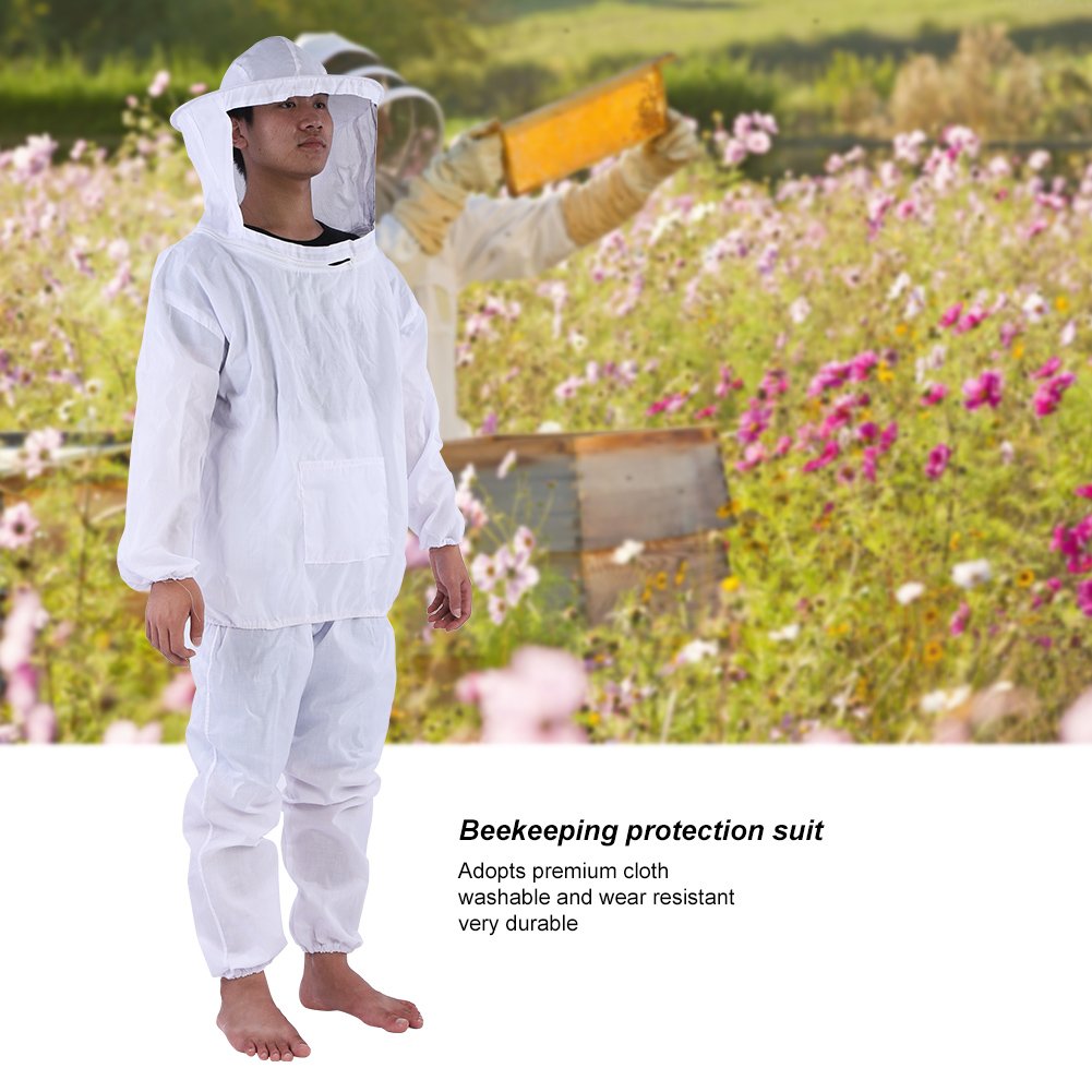 KUIDAMOS Tuta da Apicoltura Professionale Durevole, Attrezzatura per Apicoltore, Pantaloni per Protezione Dell'alveare, Colore Bianco