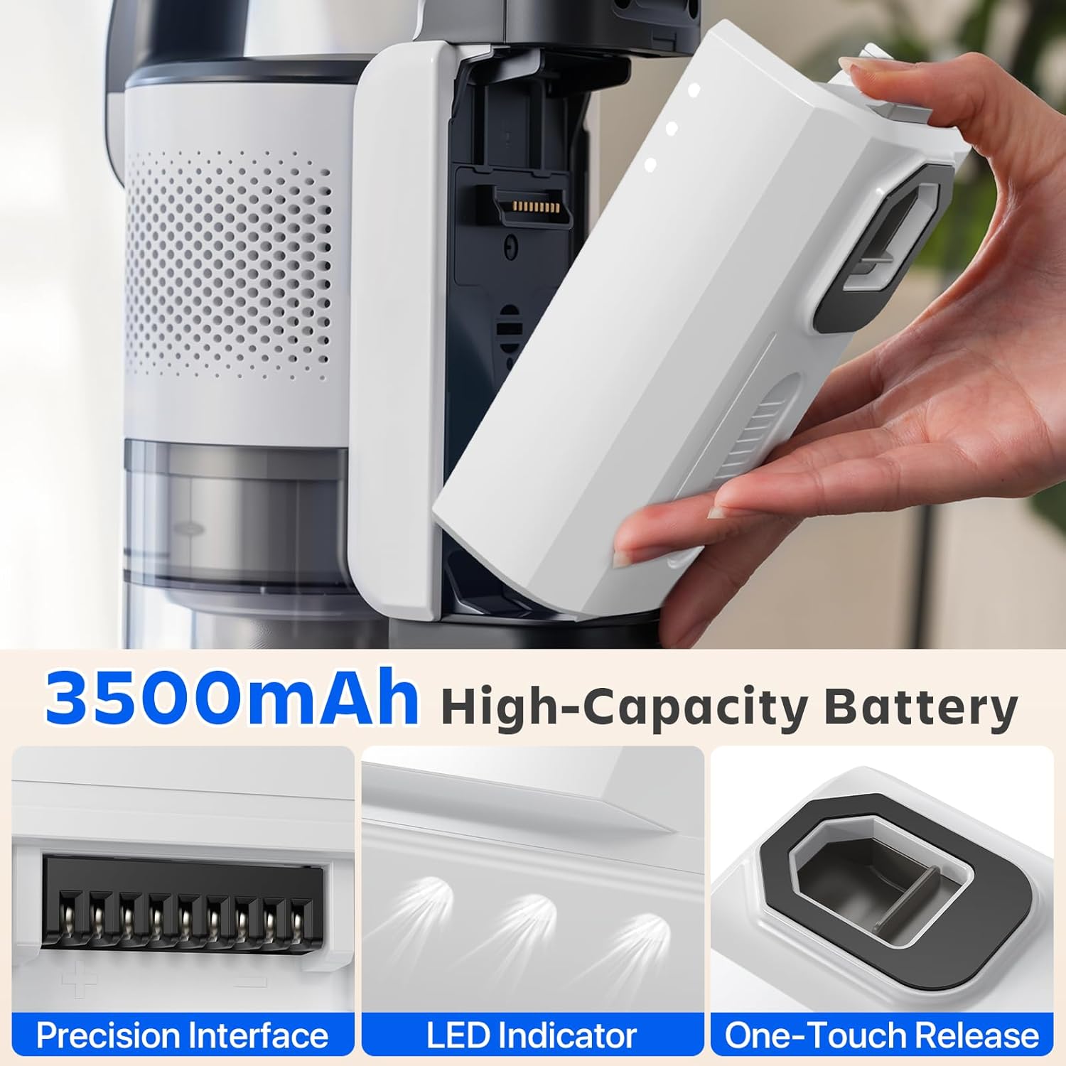 22.2V 3500mAh Replacement Battery for LEVOIT LVAC-200 Cordless Vacuum Cleaner, Upgrade High-Capacity Lithium ion Battery Compatible with LEVOIT LVAC-200 LSV-V201-WUS Vacuum Battery