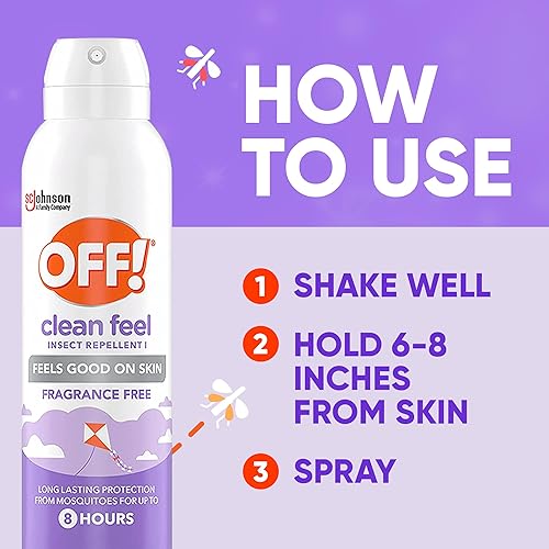Miniatura 8 de Off! Clean Feel - Aerosol repelente de insectos con 20 % de picaridina, protección de larga duración sin DEET contra mosquitos, control de plagas
