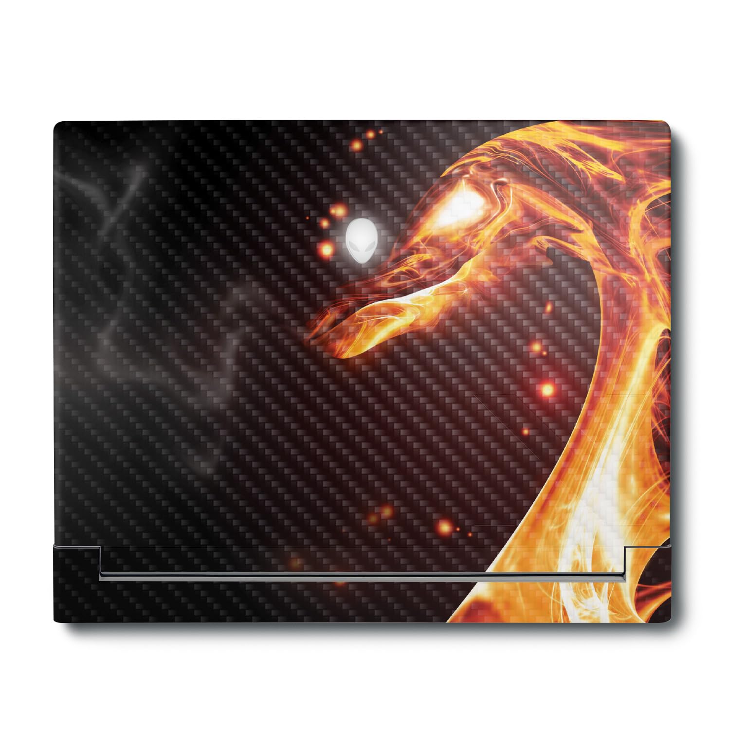 MightySkins Carbon Fiber Skin Compatible With Alienware X16 R1 (2023) Full Wrap Kit - Flaming Dragon | Protective Durable Textured Carbon Fiber Finish | Easy To Apply &amp; Change Styles | Made in the USA