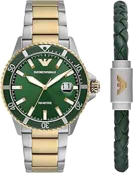 Amazon.co.jp: Emporio Armani 三針デイト ツートーン ステンレス