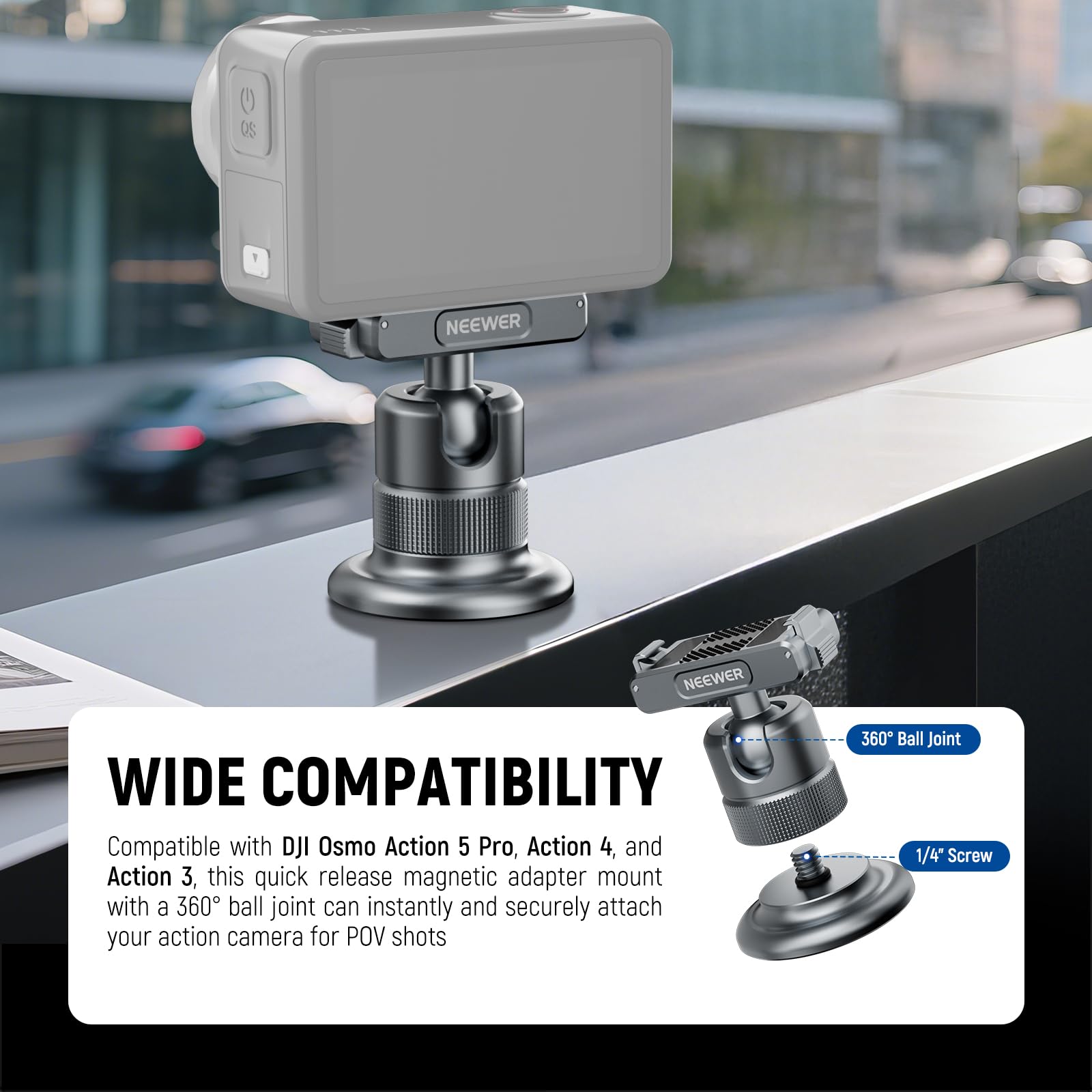 Mount NEEWER Dark Grey Compatible DJI Osmo 360 - Dettaglio