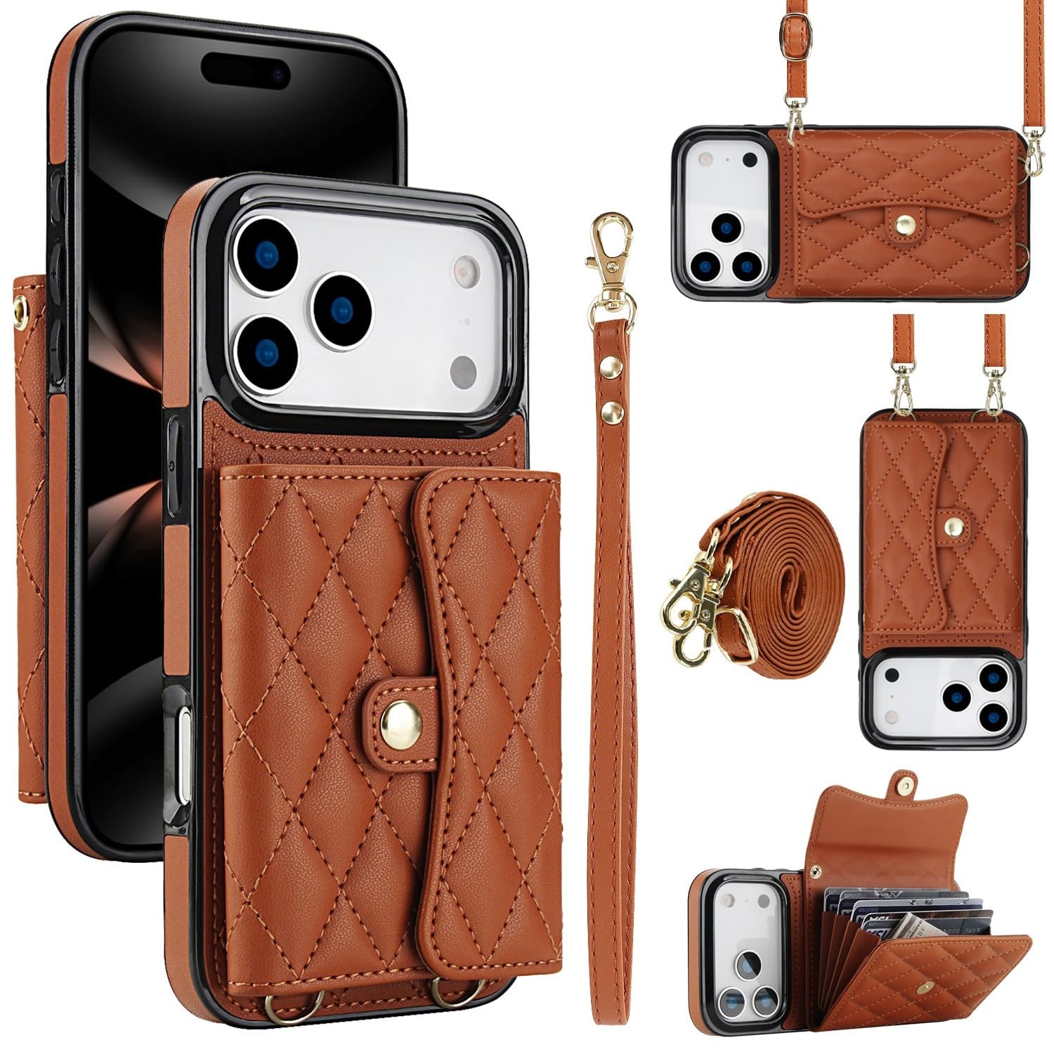 Étui iPhone 15 marron à rabat et sangle pour vos sorties urbaines - 8