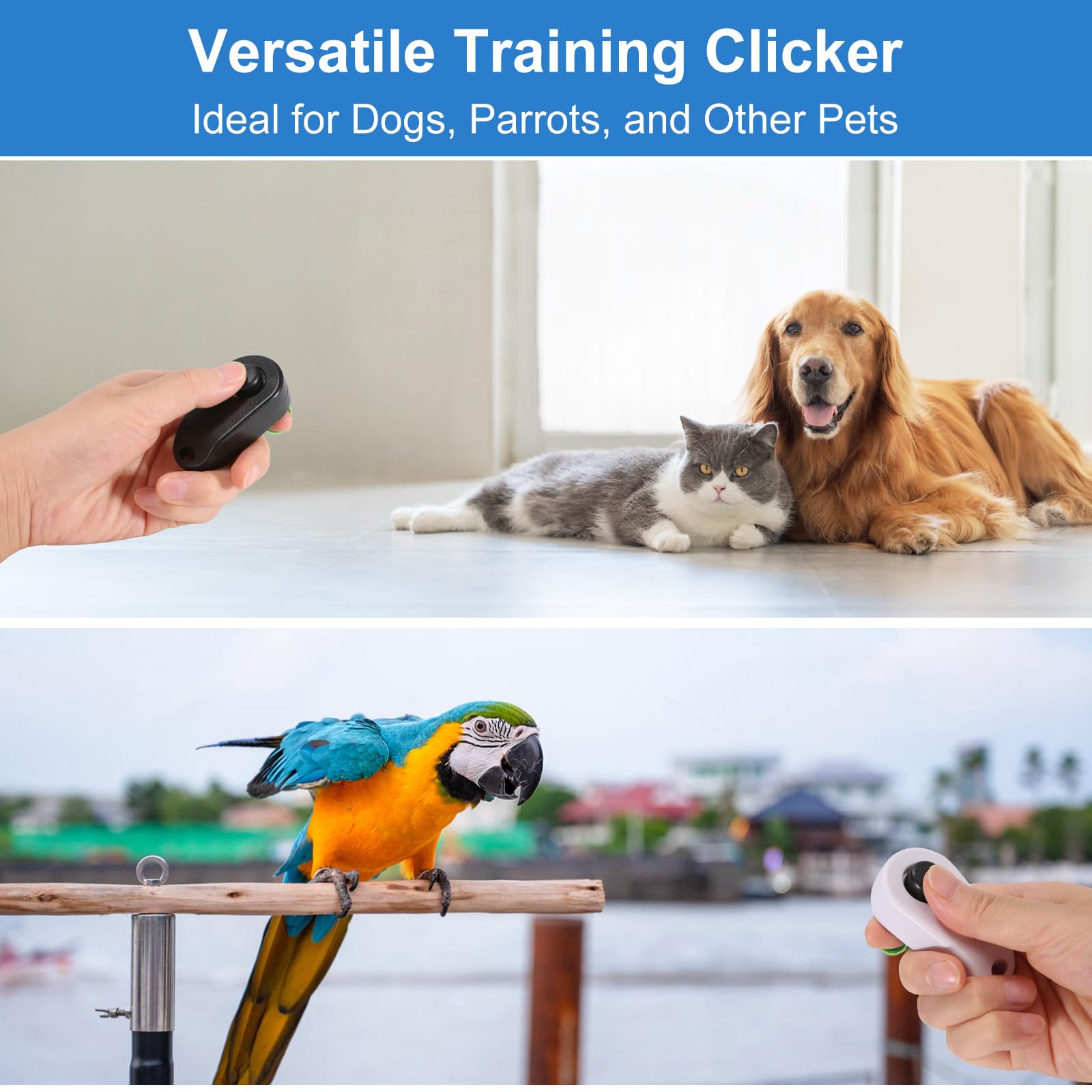 BARKIE Hundetrainings-Clicker mit Fingerring, 2 Stück, Welpenzubehör für Verhaltenstraining, tragbares Haustierzubehör für Spaziergänge mit dem Hund (Schwarz und Weiß)