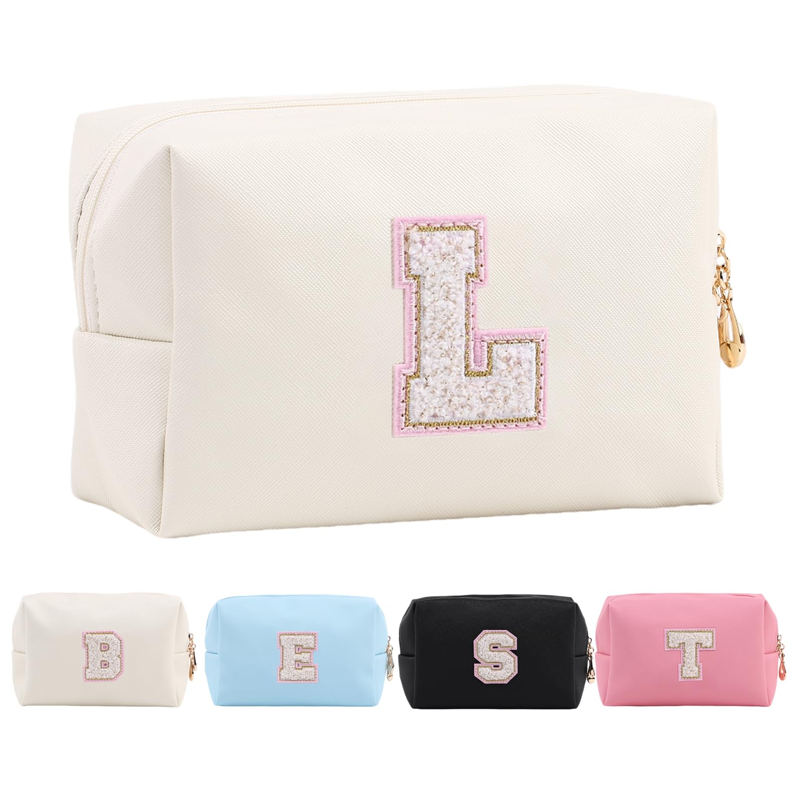 Personalized Makeup Bag,Waterproof Travel Makeup Pouch Cosmetic Bag Birthday Gift for Women Mom，Bride Bridesmaid Cosmetic Bag A-Z — view 63