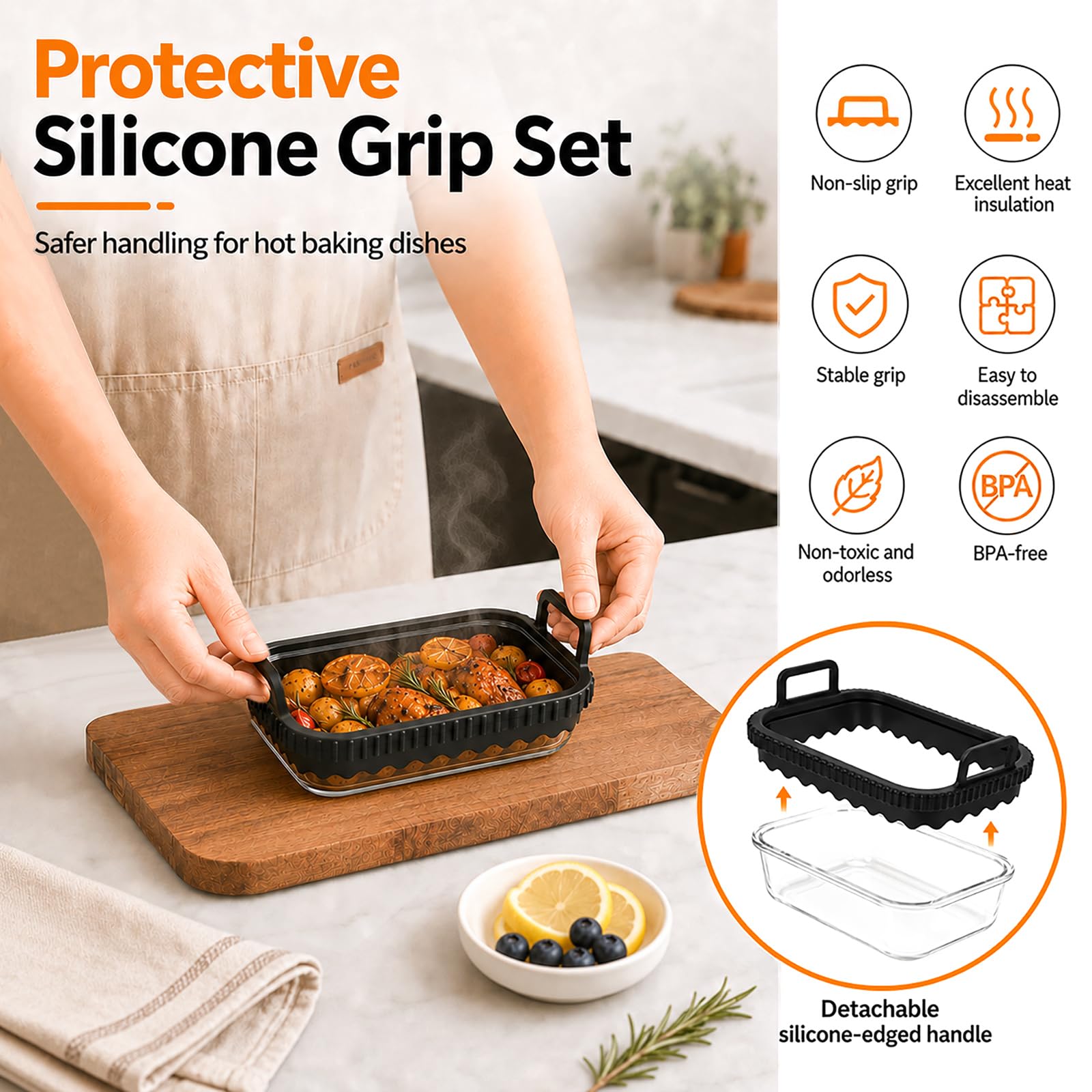 2 Stk Glas Airfryer Zubehör Auflaufform für Heißluftfritteuse Glas Airfryer