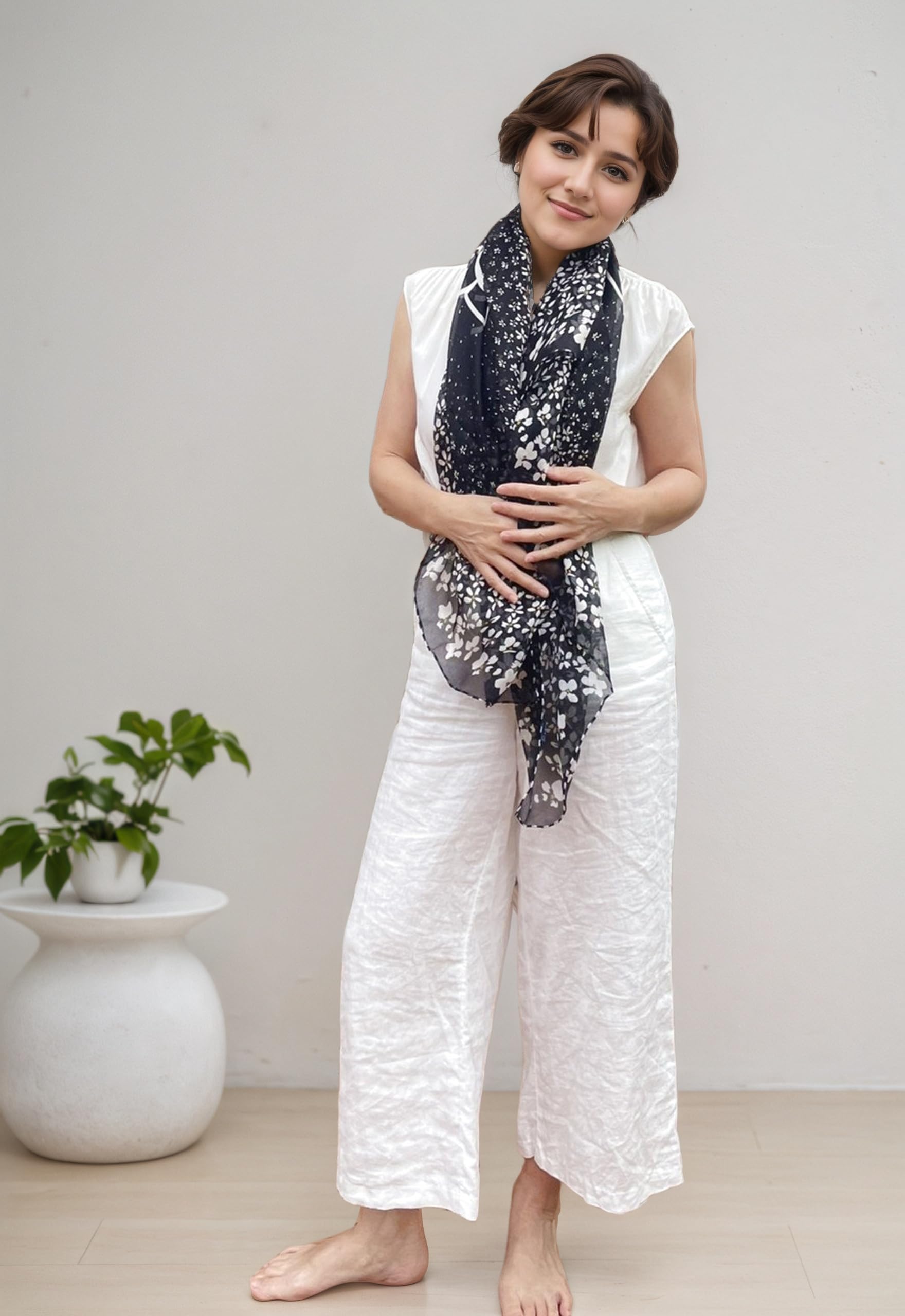 XL extra grande 108 cm Sciarpa Foulard in seta tessuta Xili estiva protezione solare stola leggera