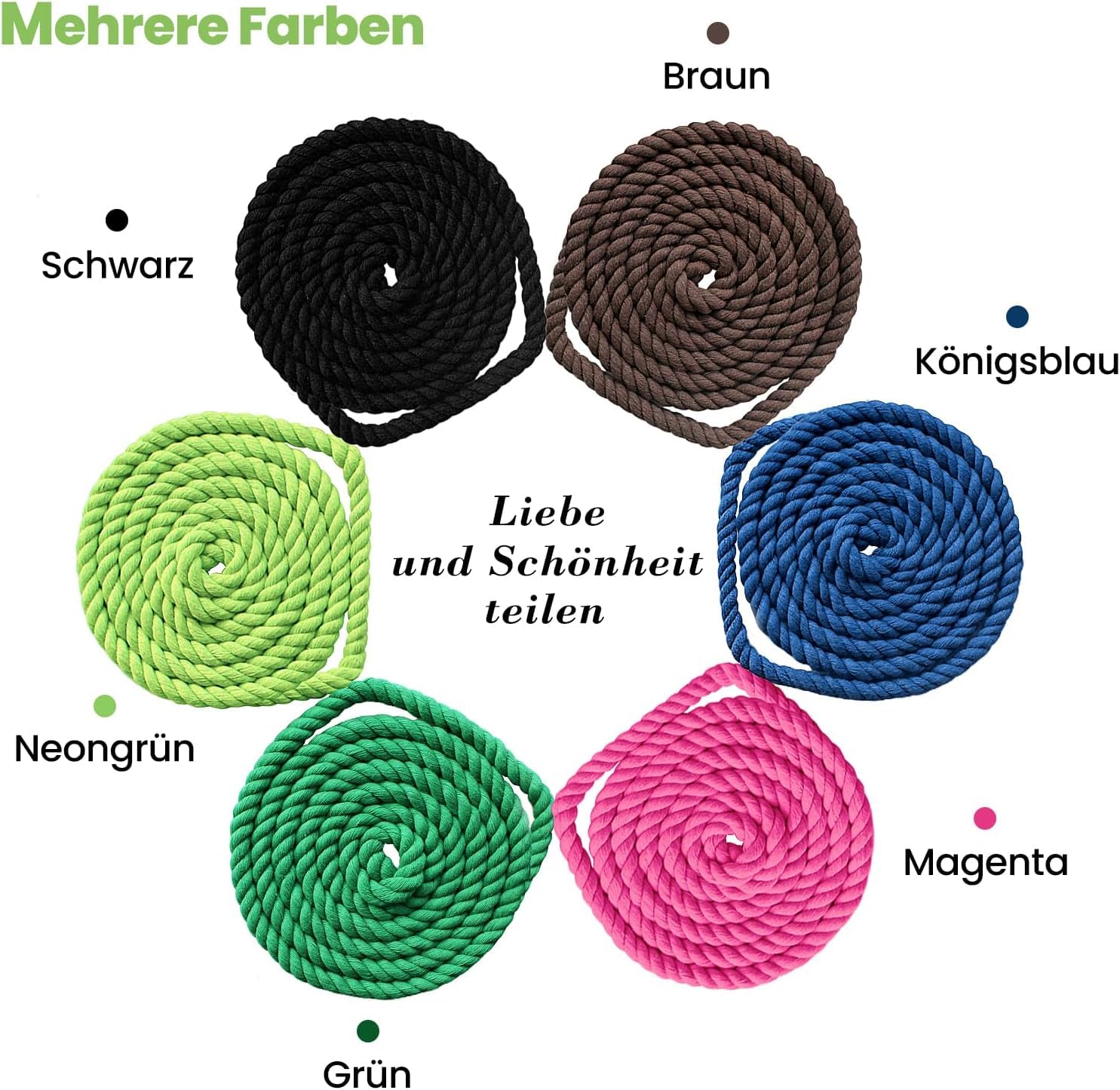 FOSER Cordón de algodón, cuerda de algodón, cuerda de hilo de macramé, diferentes tamaños, cuerda de algodón para manualidades, estilo bohemio (negro, 30 mm, 5 m)