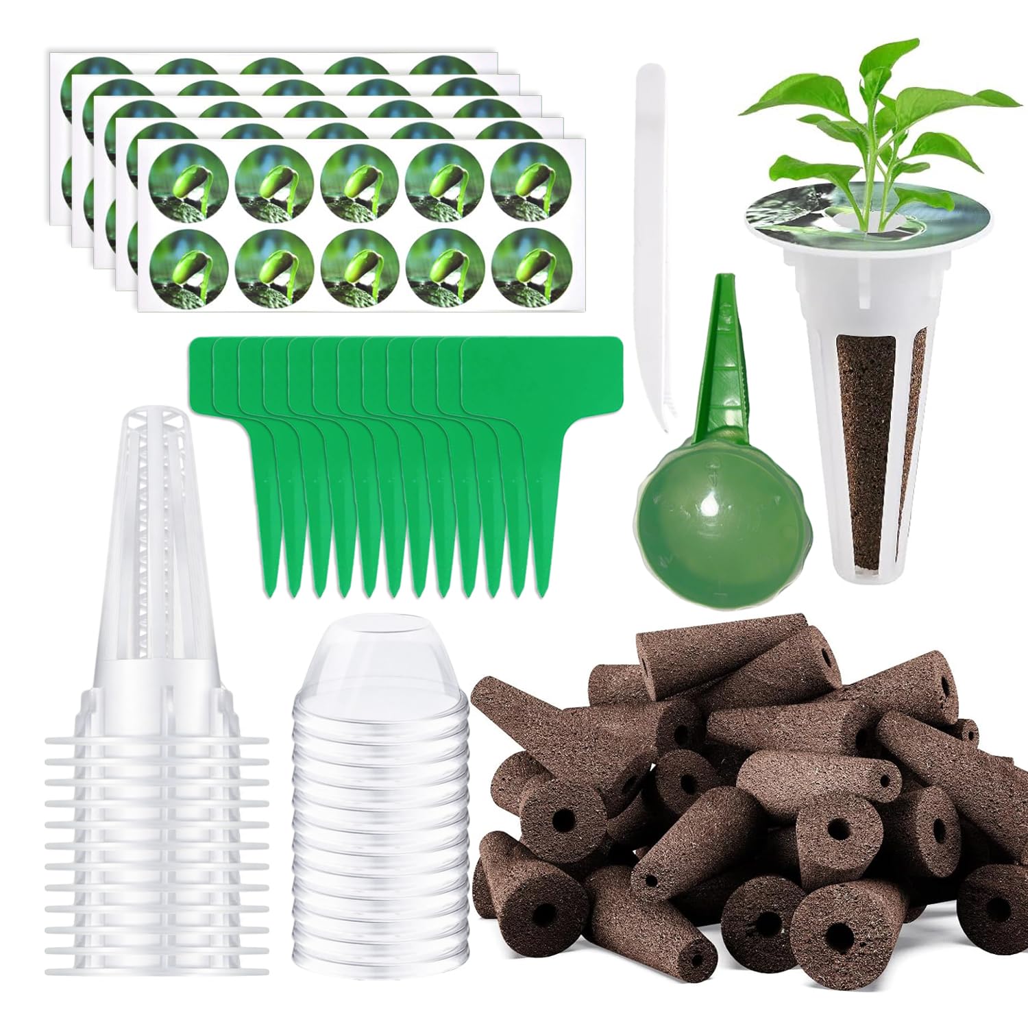 138 Pièces Kits et Systèmes pour Cultures Hydroponiques avec 50 Éponges de Culture de Rechange 12 Panier Hydroponie 12 Étiquettes Jardinage et D'autres Accessoires Compatible la Potager Interieur