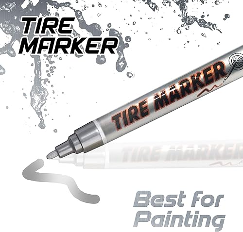 Miniatura 8 de MC Motoparts Rotulador permanente de neumáticos blanco, rojo, azul, verde, amarillo, herramienta de pintura para letras automotrices