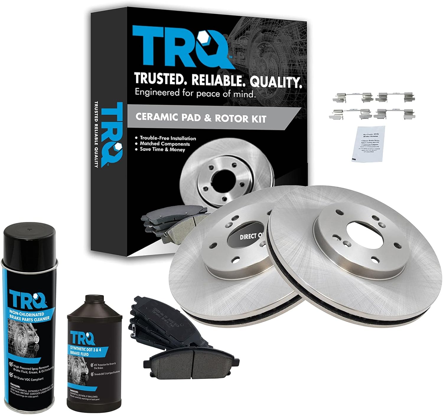 TRQ Front Brake Pad & Rotor Kit Brake Chemical Kit Brake Pads Brake Rotor Ceramic Compatible with 2003-2006 Acura MDX