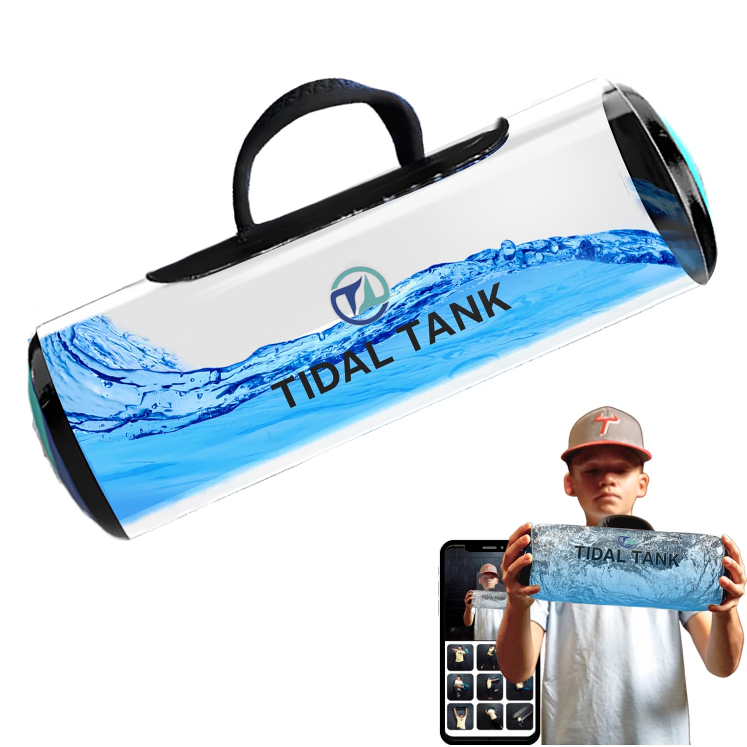 Tidal Tank - Sand Bag Alternative 45 lbs- Adjustable Aqua Bag and Power Bag with Water - Core and Balance Device- Portable Stability Fitness Equipment - Including Online Training Center…