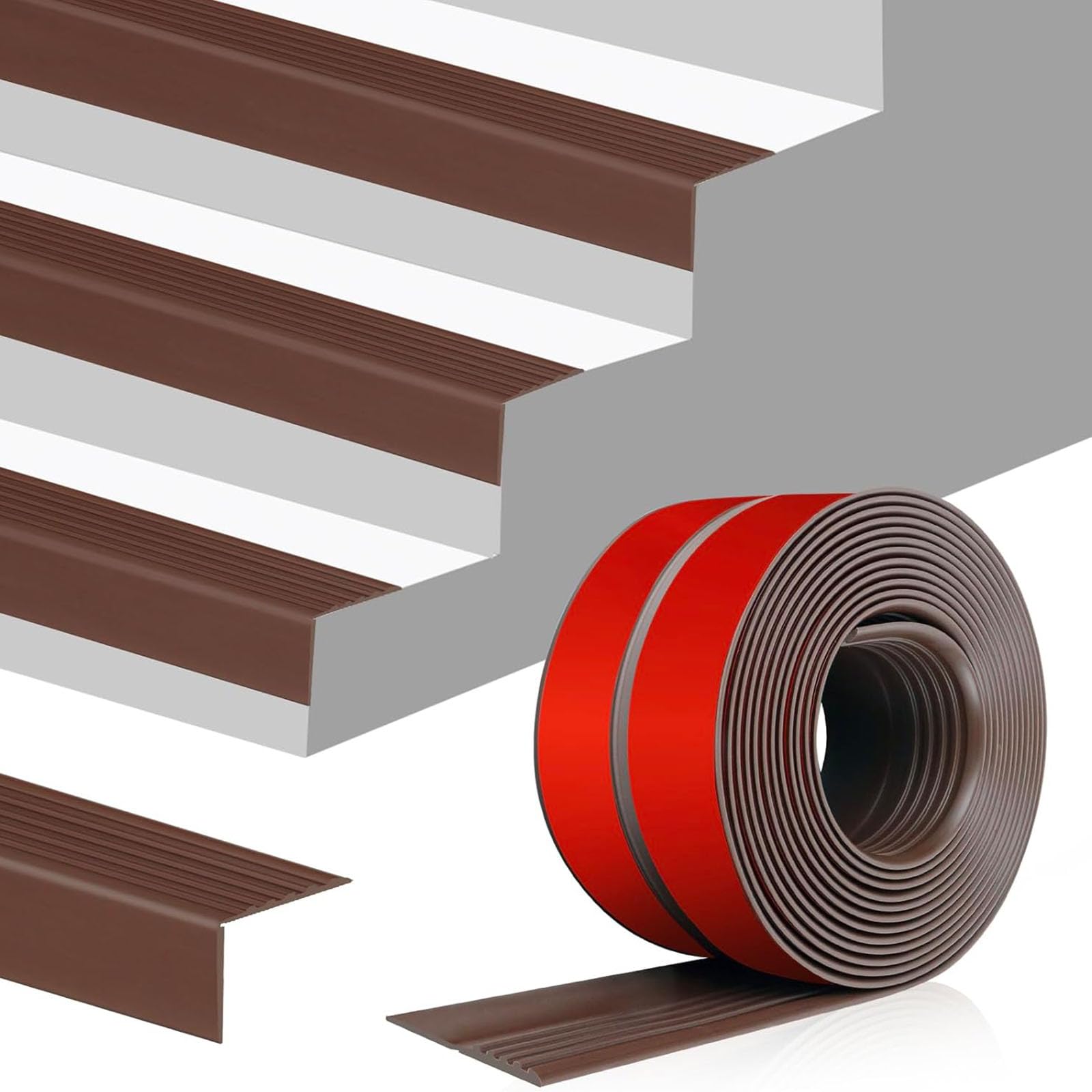 FOELANNE Self Adhesive Rubber Angle Edging, Stair Edge Trim Wear Vinyl Stair Nosing Self Adhesive Multiple Sizes(1M)