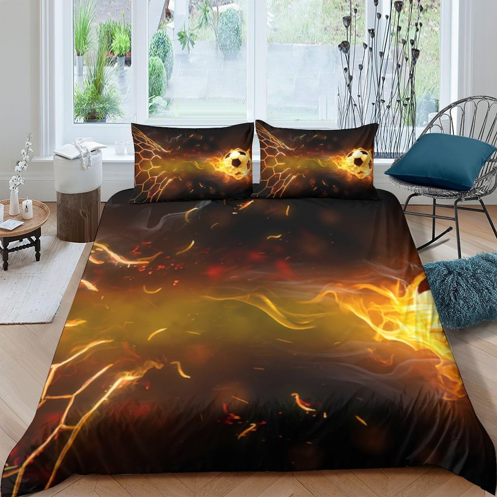 Ctjqhvkz Style-9 3D Printed Fire Lightning Fitted Sheet Microfiber Soft Breathable Flame Spark Mattress Cover For Bedroom Decor Single（135X200cm）