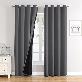 ChrisDowa 100% Blackout Curtains for Bedroom 95 Inches Long 2 Panels Set