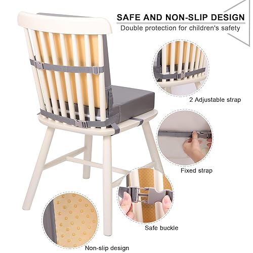 Miniatura 3 de Asiento elevador para mesa de comedor para niños pequeños, asiento elevador impermeable de poliuretano para mesa de comedor con respaldo y
