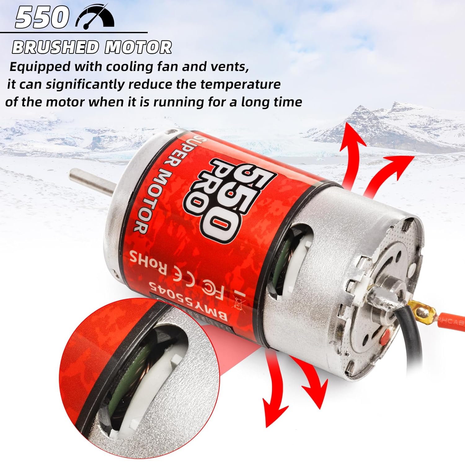 RC Motor 550 10T Brushed Motor Splash-Proof for 1/10 Trx4 Slash ARRMA Granite Senton Axial Redcat HSP HPI Off-Road,Racing,Drifting,High Speed Car (10T)