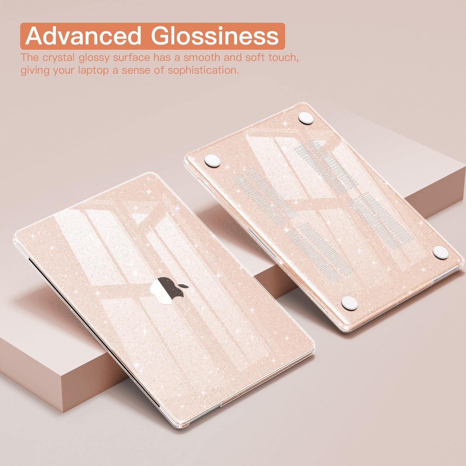 CISSOOK Cherry Pink Glitter Case for MacBook Air 13.6 inch 2026 2025 2024 2022 Released A3240 A3113 A2681, Bling Hard Shell Case with Keyboard Cover & Screen Protector for MacBook Air 13 M2 M3 M4 - Image 3