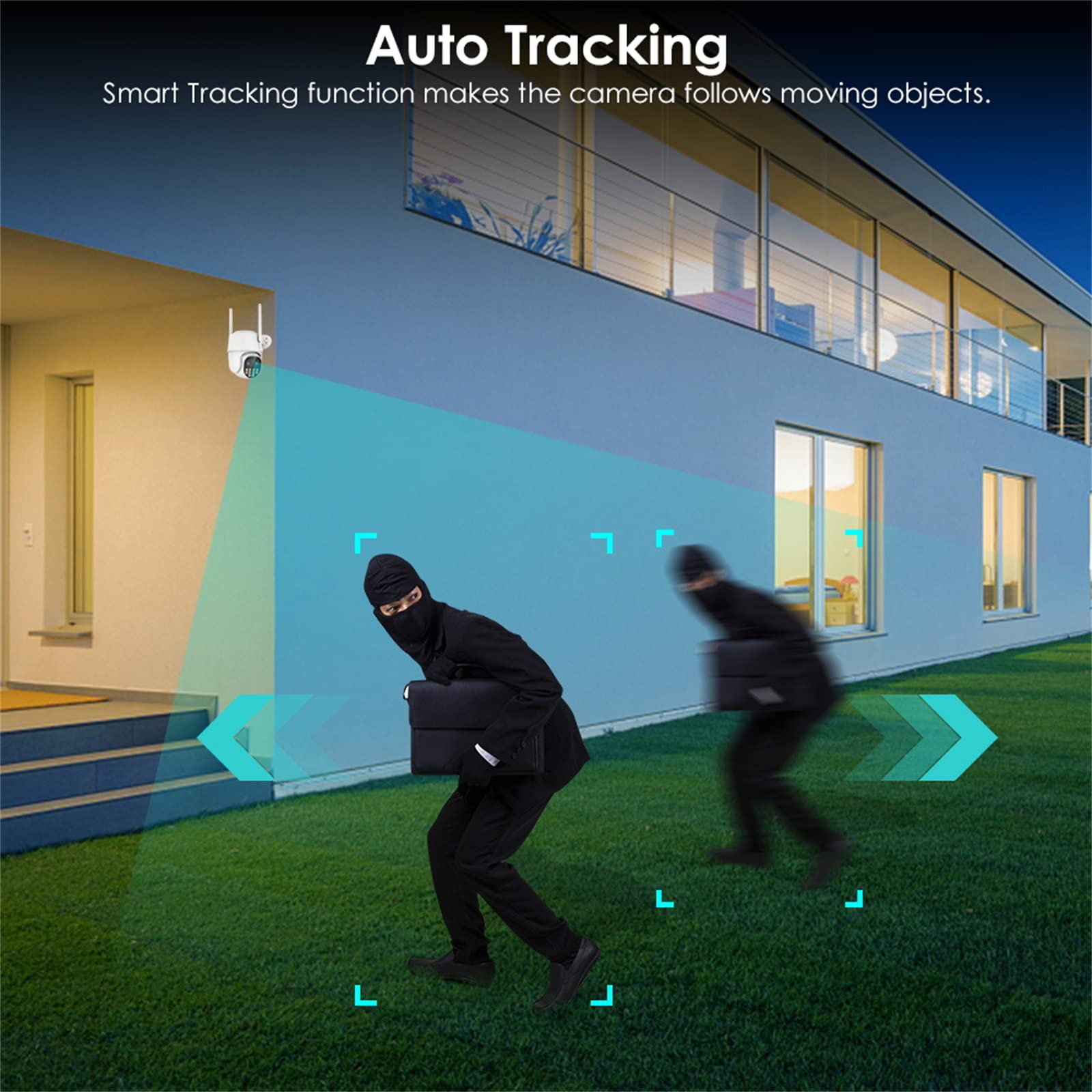 Cámara De Seguridad 2K para Exteriores, Cámara IP WiFi PTZ De 4MP, Lente Dual, Detección Humana Ai, Seguimiento Automático, CCTV, Visión Nocturna En Color, Conversación Bidireccional,with 64g Card