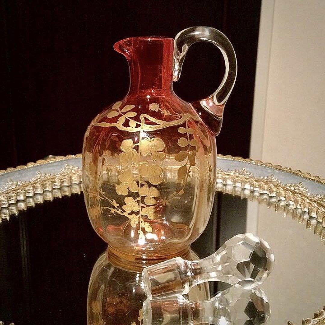 VASE CRISTAL de BACCARAT 1900 fleur LYS Art Nouveau Japonisme pied bronze