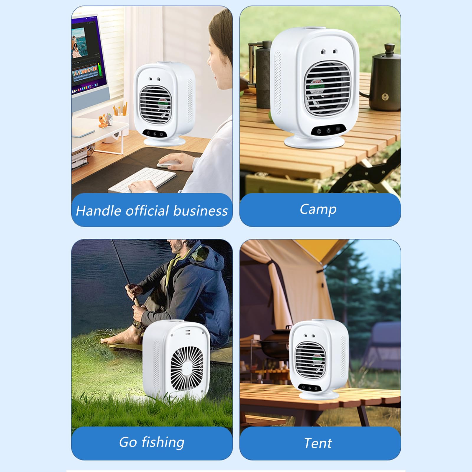 Ventilatore Portatile Multifunzionale Ventilatore da Tavolo Ricaricabile Tramite USB Struttura in plastica Adatto a Studenti Viaggiatori e campeggiatori Presente nebulizzazione Portatile
