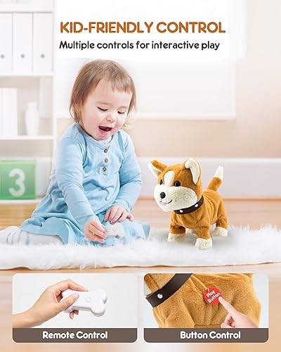 Miniatura 5 de Airbition Perro de peluche para niñas, juguetes interactivos para cachorros, regalos para niños pequeños de 2, 3 y 4 años, caminar, ladrar, mover la