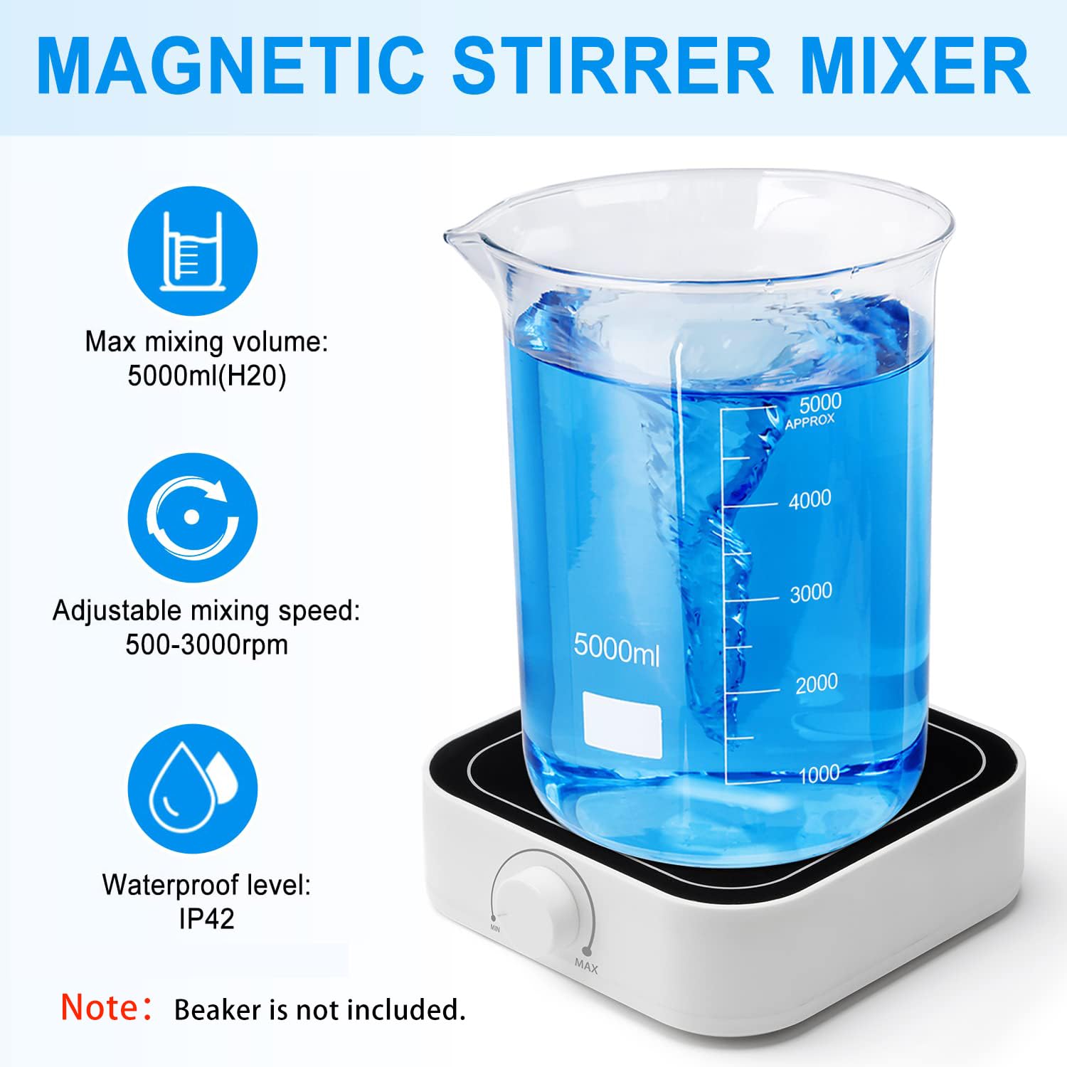 500-3000rpm Agitatore magnetico 5L Miscelatore Magnetico Mescolatori Magnetici da Laboratorio 5000ml magnetic stirrer 145mm