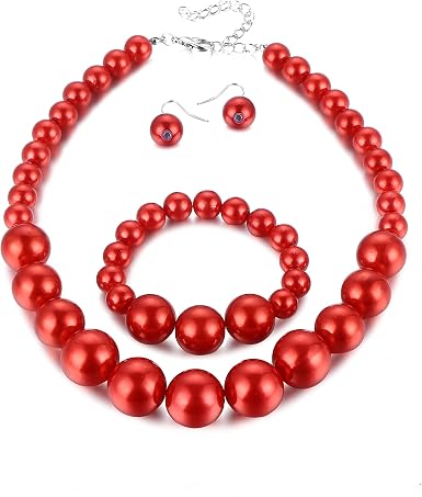 Simulated Pearl Necklace Jewelry Set 