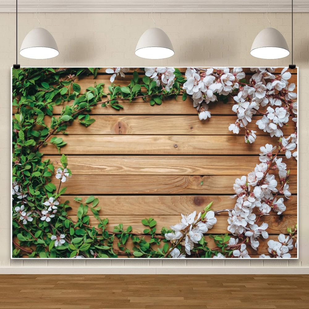 ChloropLastid 10x8ft Rustic Wood Wall Wedding Flowers Backdrop Vintage Wooden Board Texture Floral Photography Background Bridal Shower Wedding Birthday Party Decor Banner Photoshoot Props