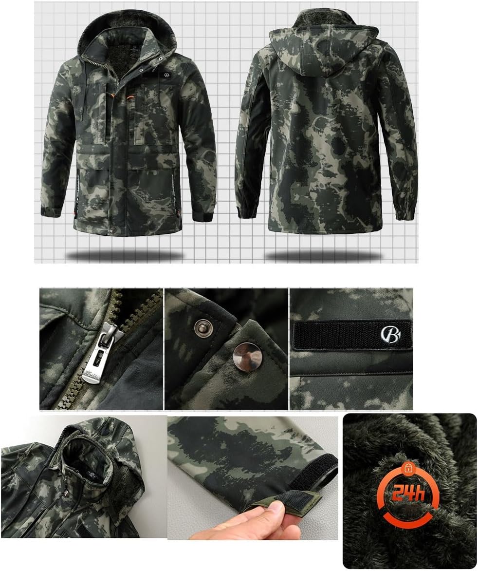 Outdoor Sports Ski Suit Men, Men's Winter Warm Windproof Warm Wear-Resisting Hooded Two Piece Ski Suit Set
