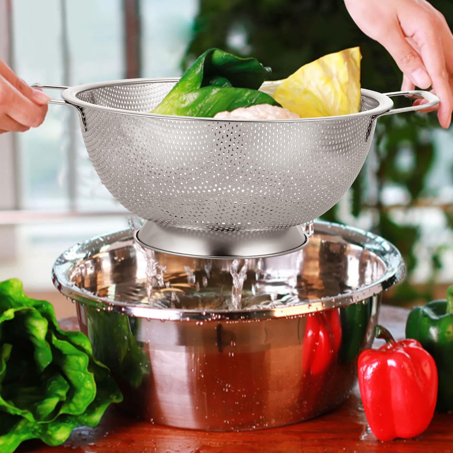 Passoire Tamis Inox de Cuisine 22.5 cm avec Poignées et Base