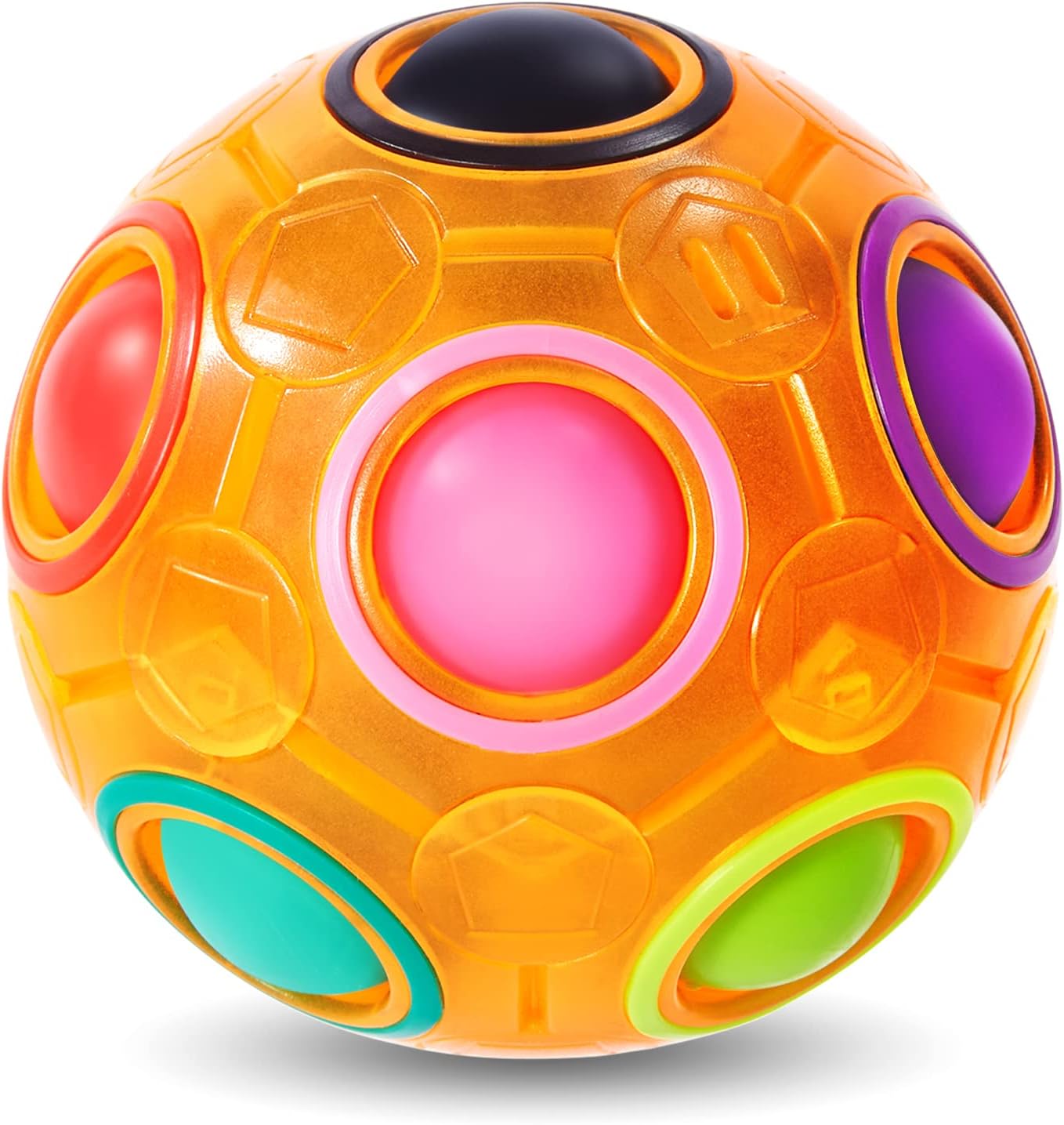 VdealenMagic Rainbow Puzzle Ball, Fidget Ball Puzzle Brain Teaser Fidget Toy for Boys & Girls- Birthday Party Easter Valentines Christmas Stocking Stuffers for Kids Teen & Adults(Orange)